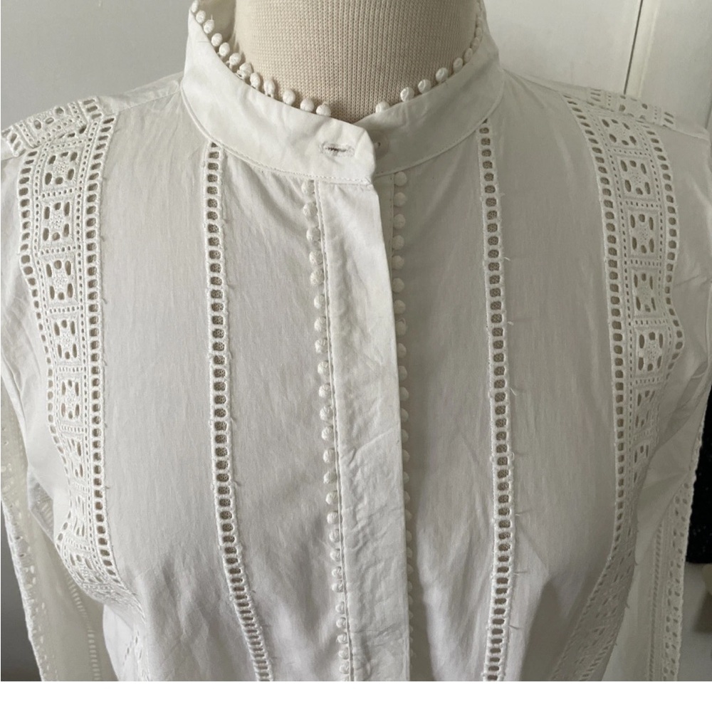 Women’s White Cotton Cutout Blouse Size S/P Stunning Industry Clothing